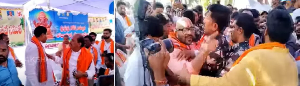 Tensions in Nalgonda: నల్గొండలో ఉద్రిక్తత: మంత్రి కోమటిరెడ్డి పర్యటనలో భాజపా-కాంగ్రెస్ వర్గీయుల ఘర్షణ Tensions in Nalgonda: నల్గొండలో ఉద్రిక్తత: మంత్రి కోమటిరెడ్డి పర్యటనలో భాజపా-కాంగ్రెస్ వర్గీయుల ఘర్షణ