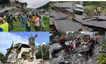 Earthquake in Philippines: ఫిలిప్పీన్స్లో 6.9 తీవ్రత భూకంపం: 31 మంది మరణం, భారీ నష్టం.. రక్షణ పనులకు శ్రీకారం Earthquake in Philippines: ఫిలిప్పీన్స్లో 6.9 తీవ్రత భూకంపం: 31 మంది మరణం, భారీ నష్టం.. రక్షణ పనులకు శ్రీకారం
