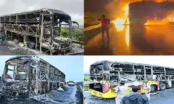 Kurnool Bus Tragedy: కర్నూలు బస్సు దుర్ఘటన: ద్విచక్ర వాహనం బస్సును ఢీకొనడంతో రైడర్ మృతి, 20 మందికి పైగా మరణం Kurnool Bus Tragedy: కర్నూలు బస్సు దుర్ఘటన: ద్విచక్ర వాహనం బస్సును ఢీకొనడంతో రైడర్ మృతి, 20 మందికి పైగా మరణం