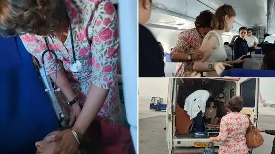 Former MLA Dr. Anjali Nimbalkar Saves Life with CPR: కర్ణాటక: విమానంలో అమెరికన్ మహిళకు తీవ్ర అస్వస్థత.. సీపీఆర్తో ప్రాణాలు కాపాడిన మాజీ ఎమ్మెల్యే డాక్టర్ అంజలి నింబాల్కర్ Former MLA Dr. Anjali Nimbalkar Saves Life with CPR: కర్ణాటక: విమానంలో అమెరికన్ మహిళకు తీవ్ర అస్వస్థత.. సీపీఆర్తో ప్రాణాలు కాపాడిన మాజీ ఎమ్మెల్యే డాక్టర్ అంజలి నింబాల్కర్