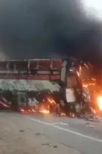 Horrific Road Accident in Markapuram District: మార్కాపురం జిల్లాలో భయంకర రోడ్డు ప్రమాదం: హరికృష్ణ ట్రావెల్స్ బస్సు టిప్పర్తో ఢీకొని దగ్ధం.. 13 మంది సజీవ దహనం Horrific Road Accident in Markapuram District: మార్కాపురం జిల్లాలో భయంకర రోడ్డు ప్రమాదం: హరికృష్ణ ట్రావెల్స్ బస్సు టిప్పర్తో ఢీకొని దగ్ధం.. 13 మంది సజీవ దహనం