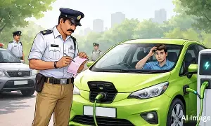 EV PUC Challan : పోలీసుల అత్యుత్సాహం.. ఎలక్ట్రిక్ కారుకు పొల్యూషన్ సర్టిఫికెట్ లేదని చలాన్